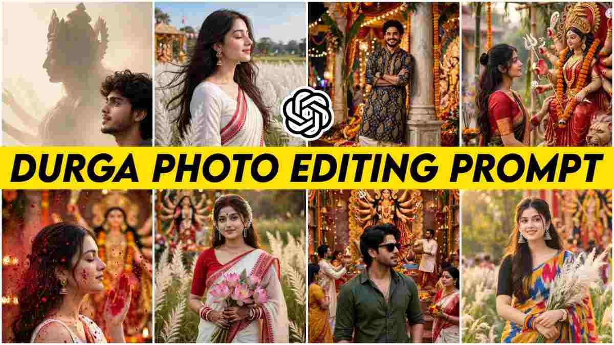 Bengali Durga Puja AI Photo Editing Prompt for Girl and Boy